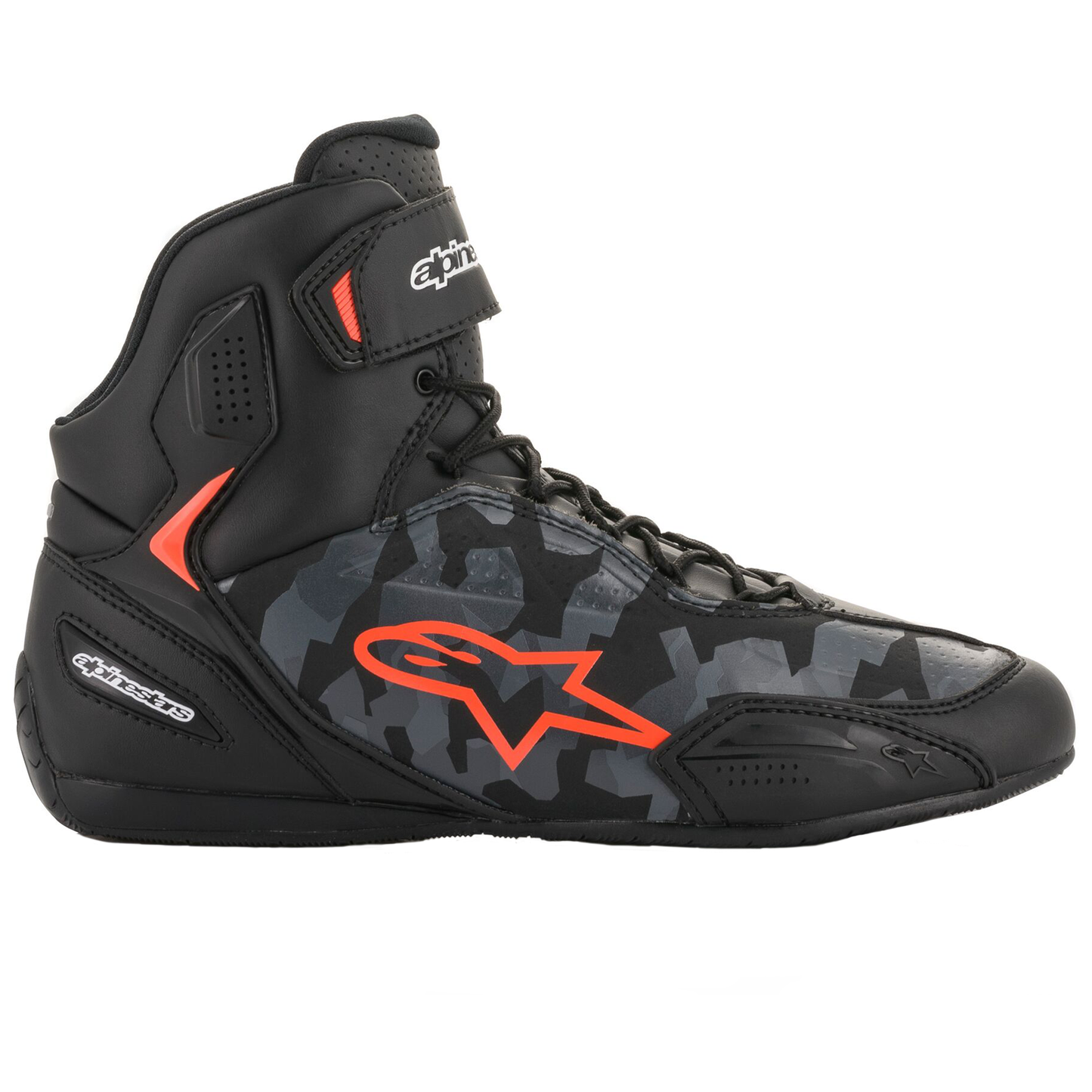 Alpinestars Faster-3 Shoes - Black/Grey / Camo/Flo Red