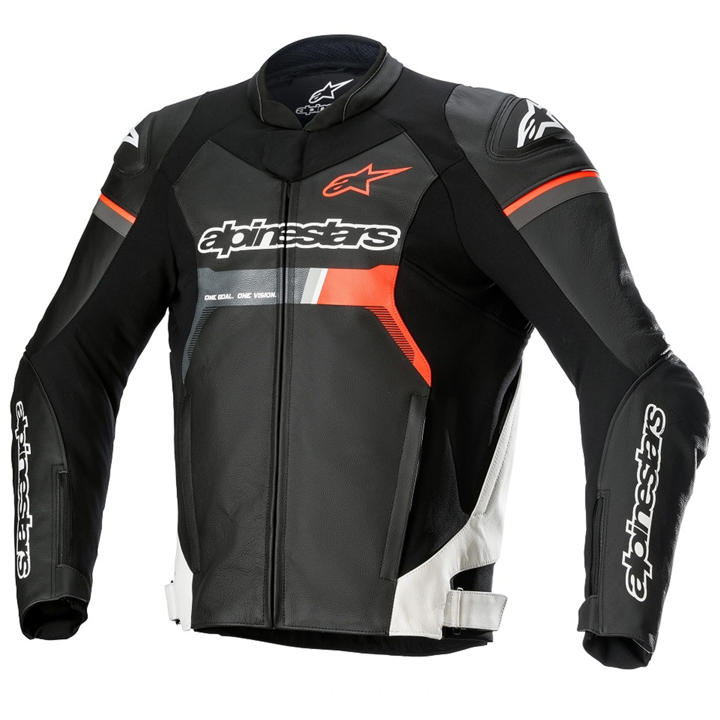 Alpinestars GP Force Leather Jacket - Black/White/Red Flo