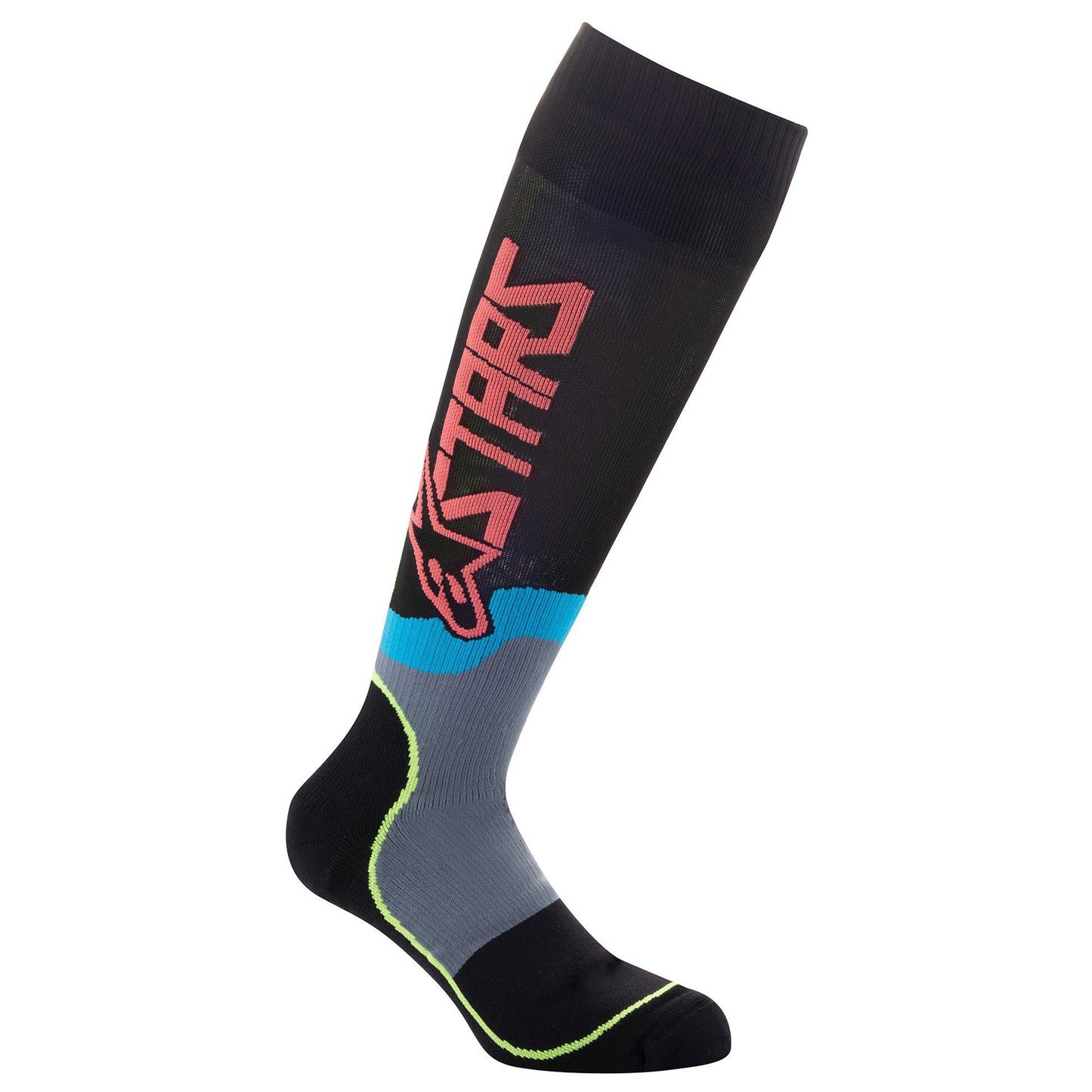 Alpinestars Alpinestars MX Plus 2 Socks - Black/Yellow Flo/Coral - Front View