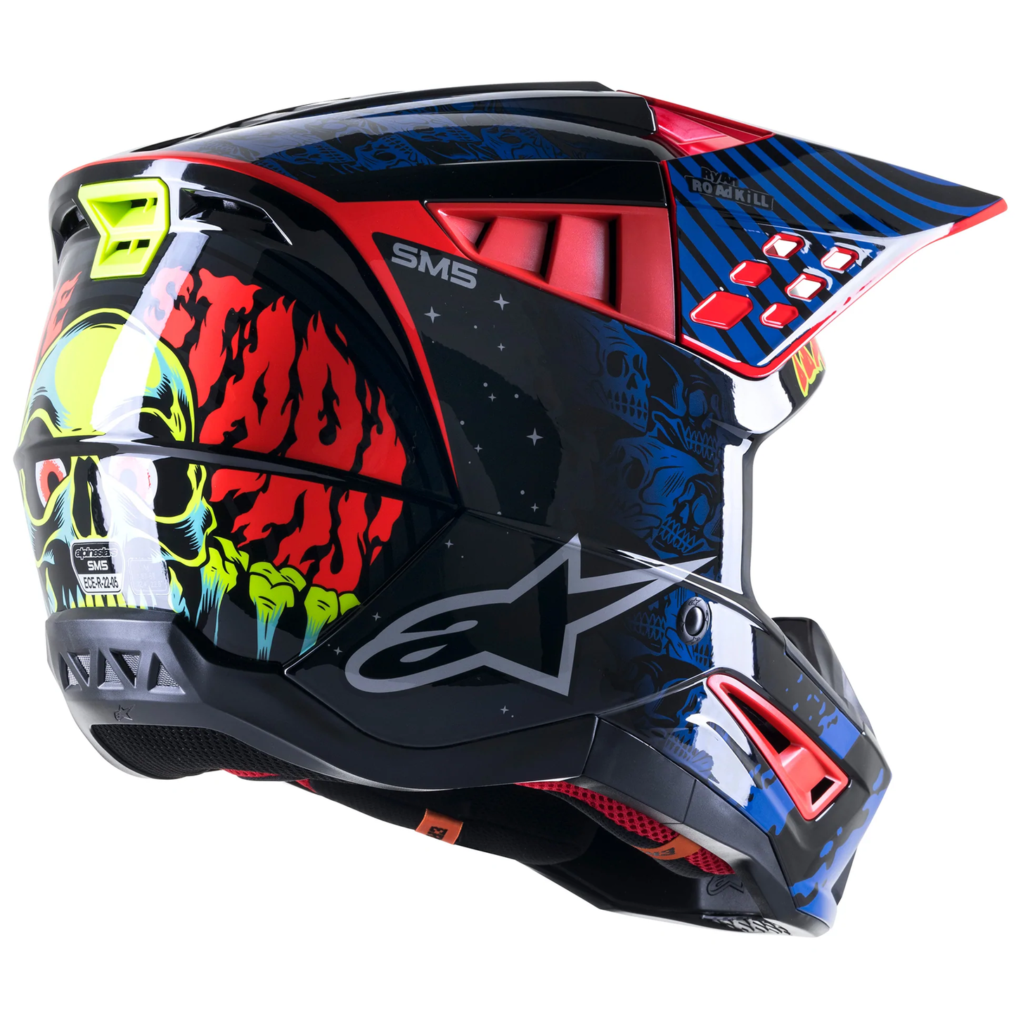 Alpinestars S-M5 Solar Flare - Black/Blue/Flo Red Glossy