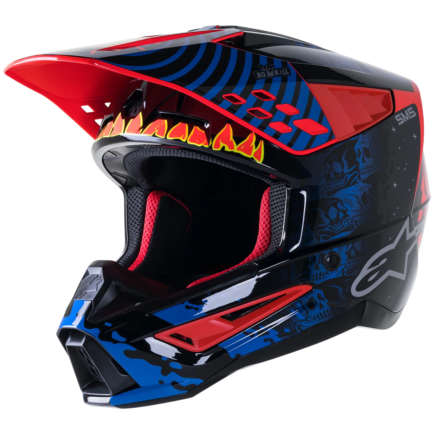 Alpinestars S-M5 Solar Flare - Black/Blue/Flo Red Glossy