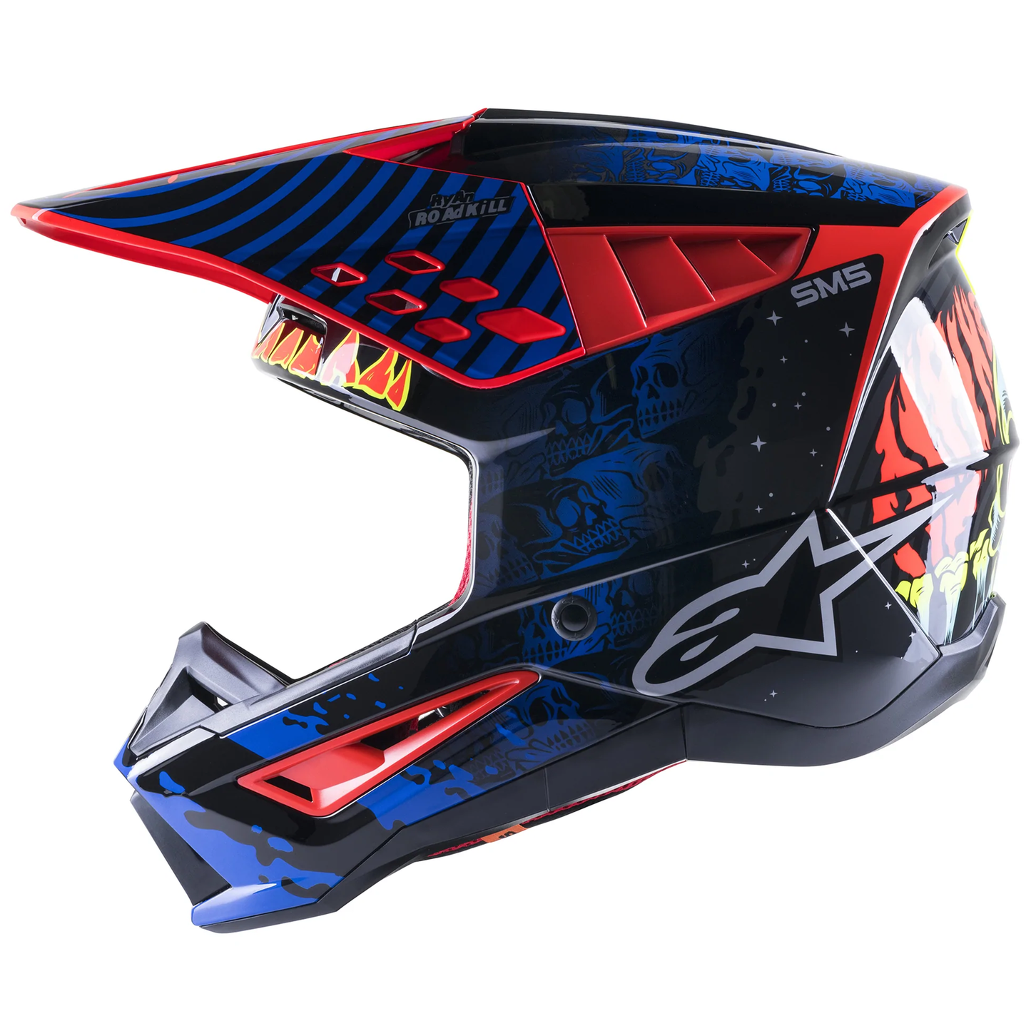 Alpinestars S-M5 Solar Flare - Black/Blue/Flo Red Glossy