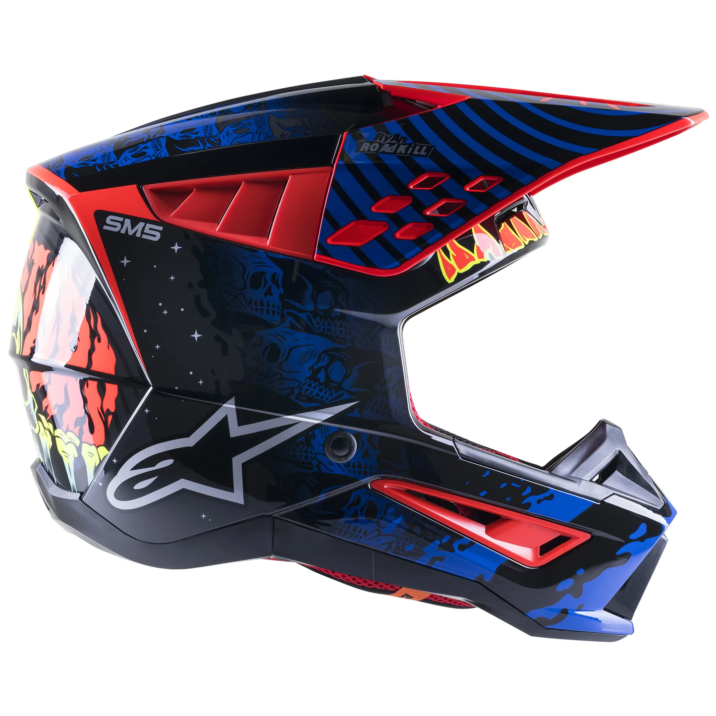 Alpinestars S-M5 Solar Flare - Black/Blue/Flo Red Glossy