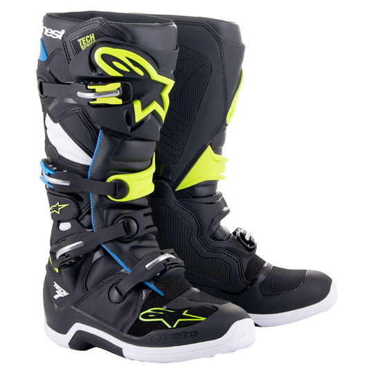 Alpinestars Tech 7 Motorcross Boots - Black/Blue/Flo Yellow