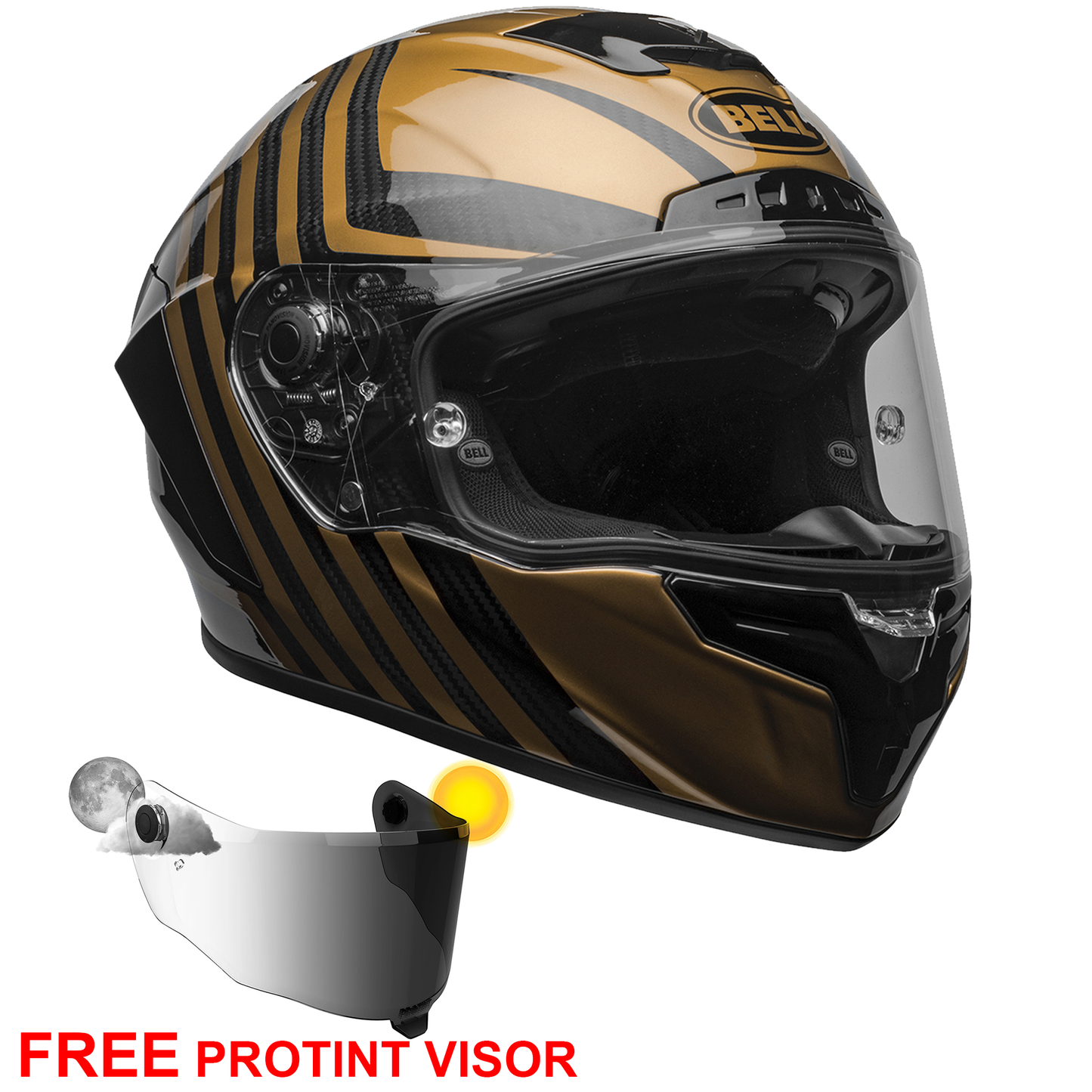 Bell Race Star Flex DLX - Black/Gold - Includes Protint Visor
