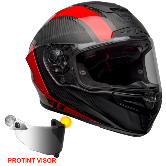 Bell Race Star Flex DLX - Tantrum Matt/Gloss Black/Red - Protint Visor