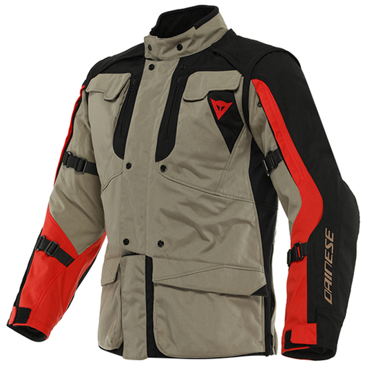 Dainese Alligator Tex Motorcycle Jacket - Walnut/Black/Lava Red