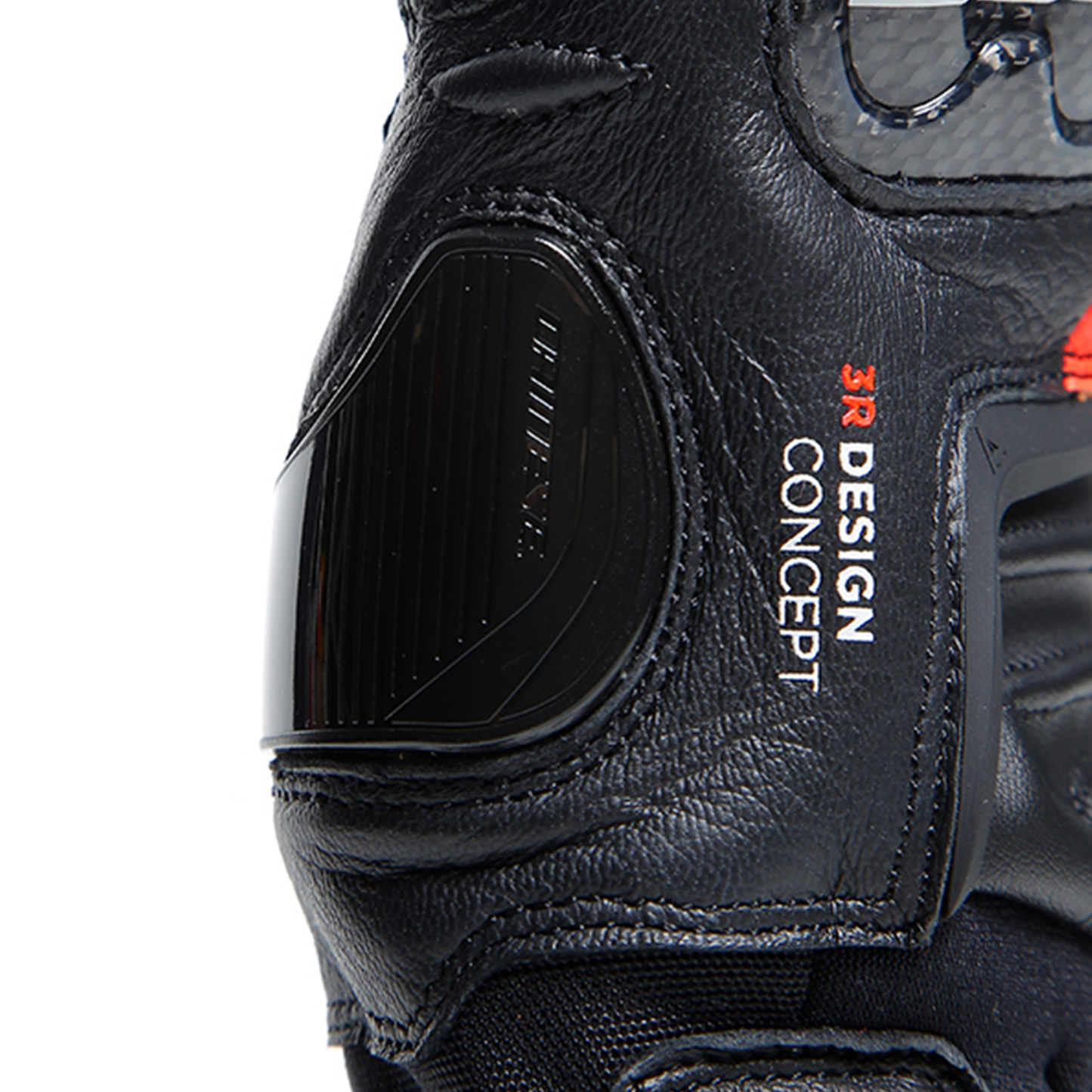 Dainese Carbon 4 Short Leather Gloves - Black/Flo Red