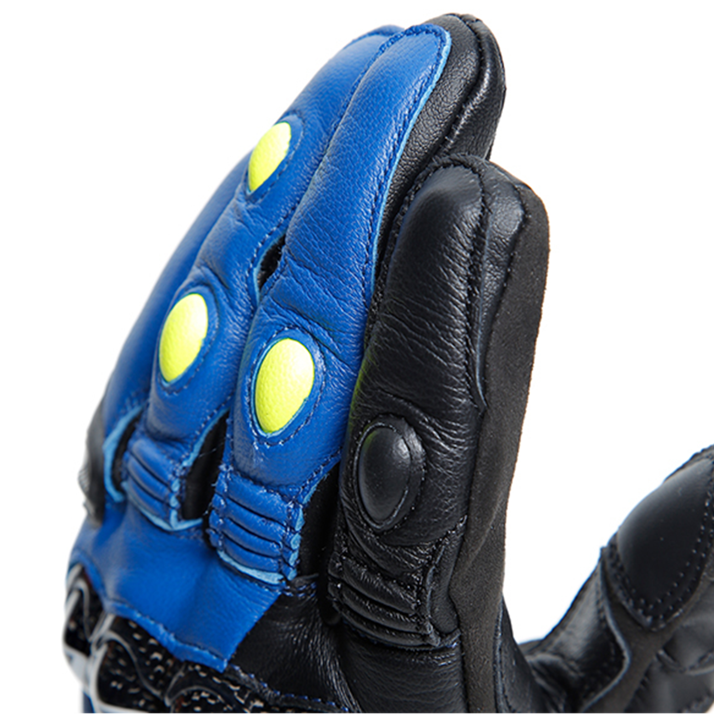 Dainese Carbon 4 Short Leather Gloves - Racing Blue/Black/Flo Yellow