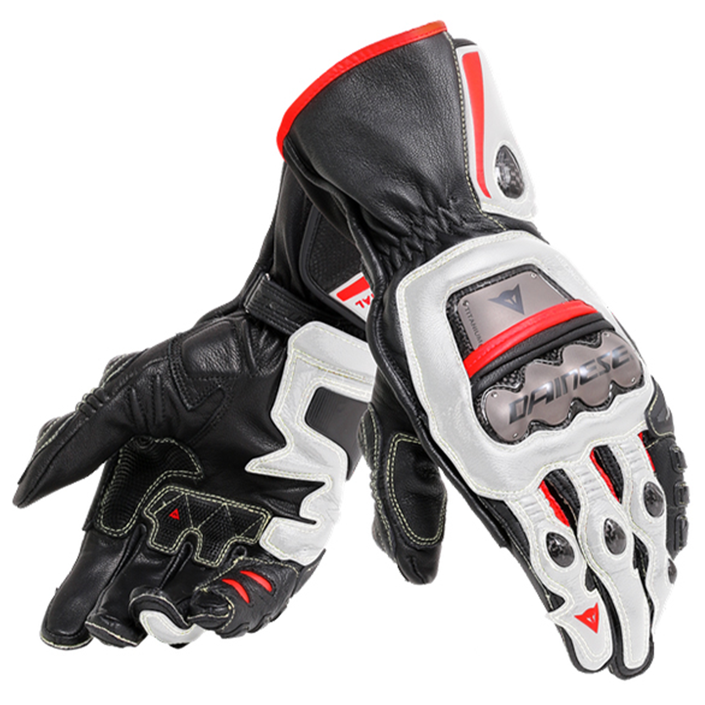 Dainese Dainese Full Metal 6 Gloves - Black/White/Lava Red (A66) - Front View