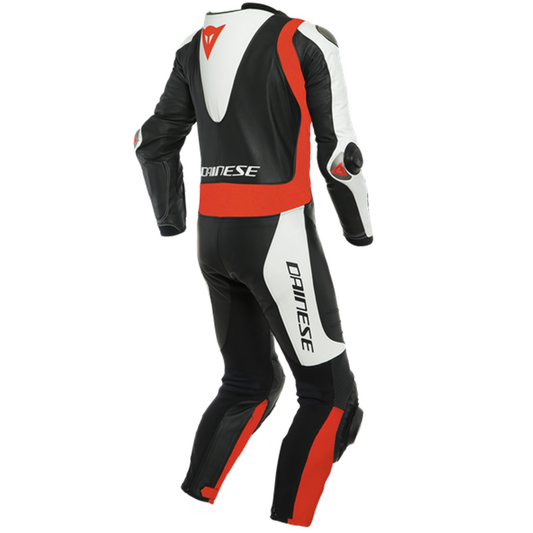 Dainese Laguna Seca 5 1 Piece Perf Leather Suit - Black/White/Flo Red