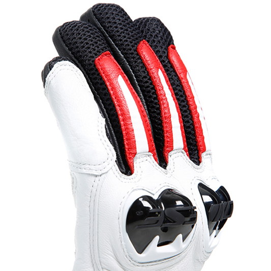 Dainese Mig 3 Leather Motorcycle Gloves - Black/White/Lava-Red