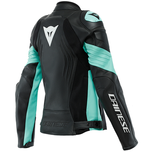 Dainese Racing 4 Lady Leather Jacket - Black/Aqua Green (26F)