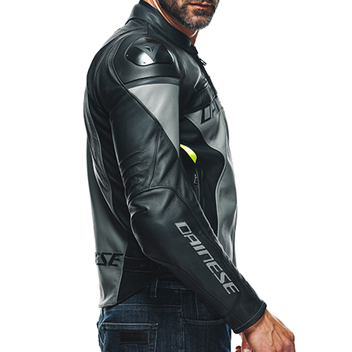 Dainese Racing 4 Leather Jacket - Charcoal Grey/Black