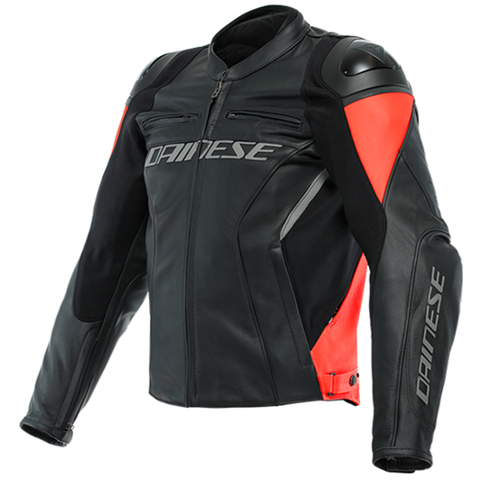 Dainese Racing 4 Leather Jacket - Black/Red Flo
