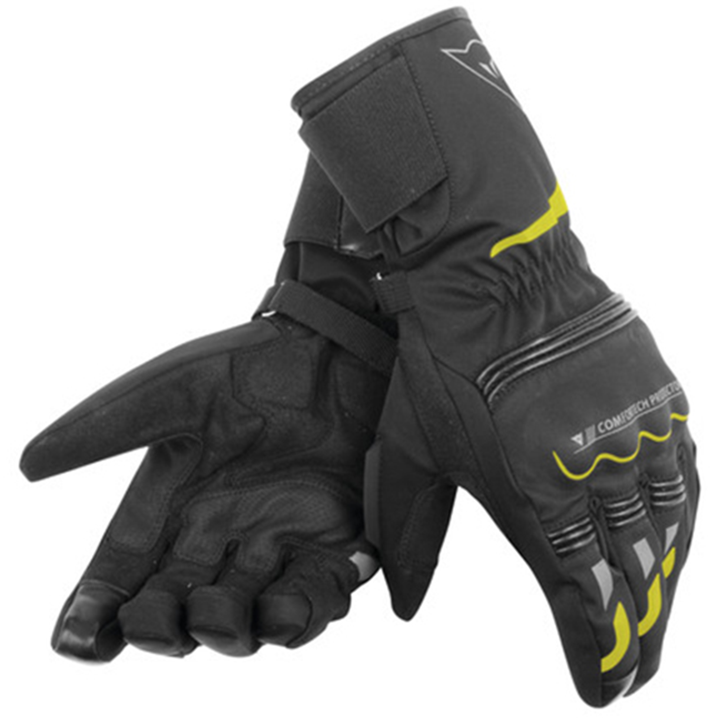 Dainese Dainese Tempest Unisex D-Dry Long Gloves - Black/Flo Yellow - Front View