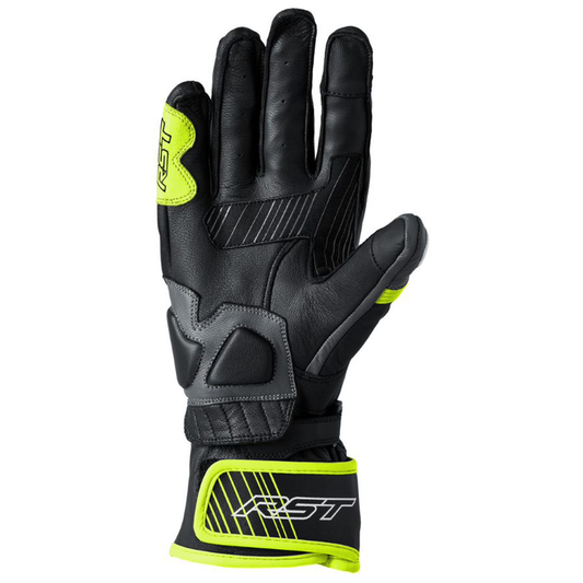 RST Fulcrum (CE) Leather Gloves - Grey/Flo Yellow/Black