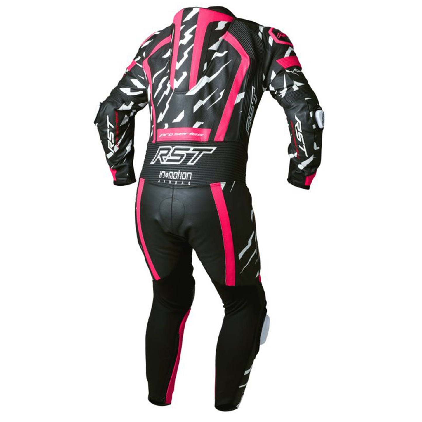 RST Pro Series Evo Airbag Men's Leather Suit - Neon Pink/White Lightning