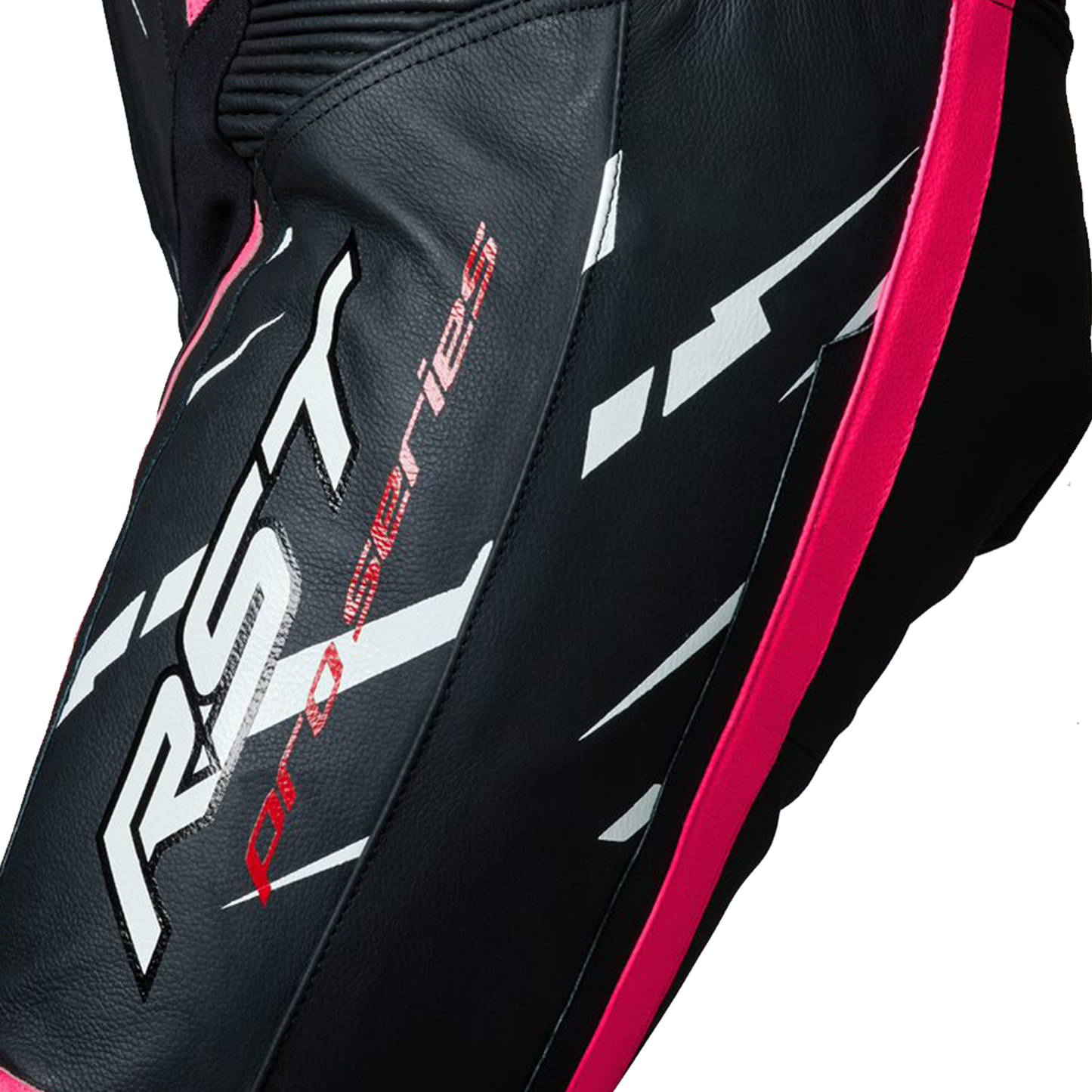 RST Pro Series Evo Airbag Men's Leather Suit - Neon Pink/White Lightning
