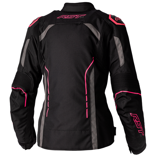 RST S1 CE Ladies Textile Jacket - Black/Neon Pink