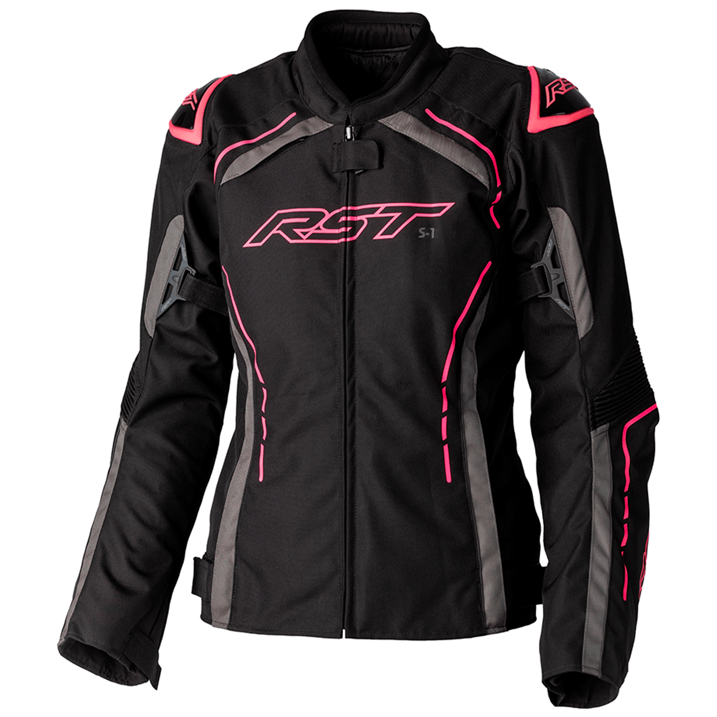 RST S1 CE Ladies Textile Jacket - Black/Neon Pink