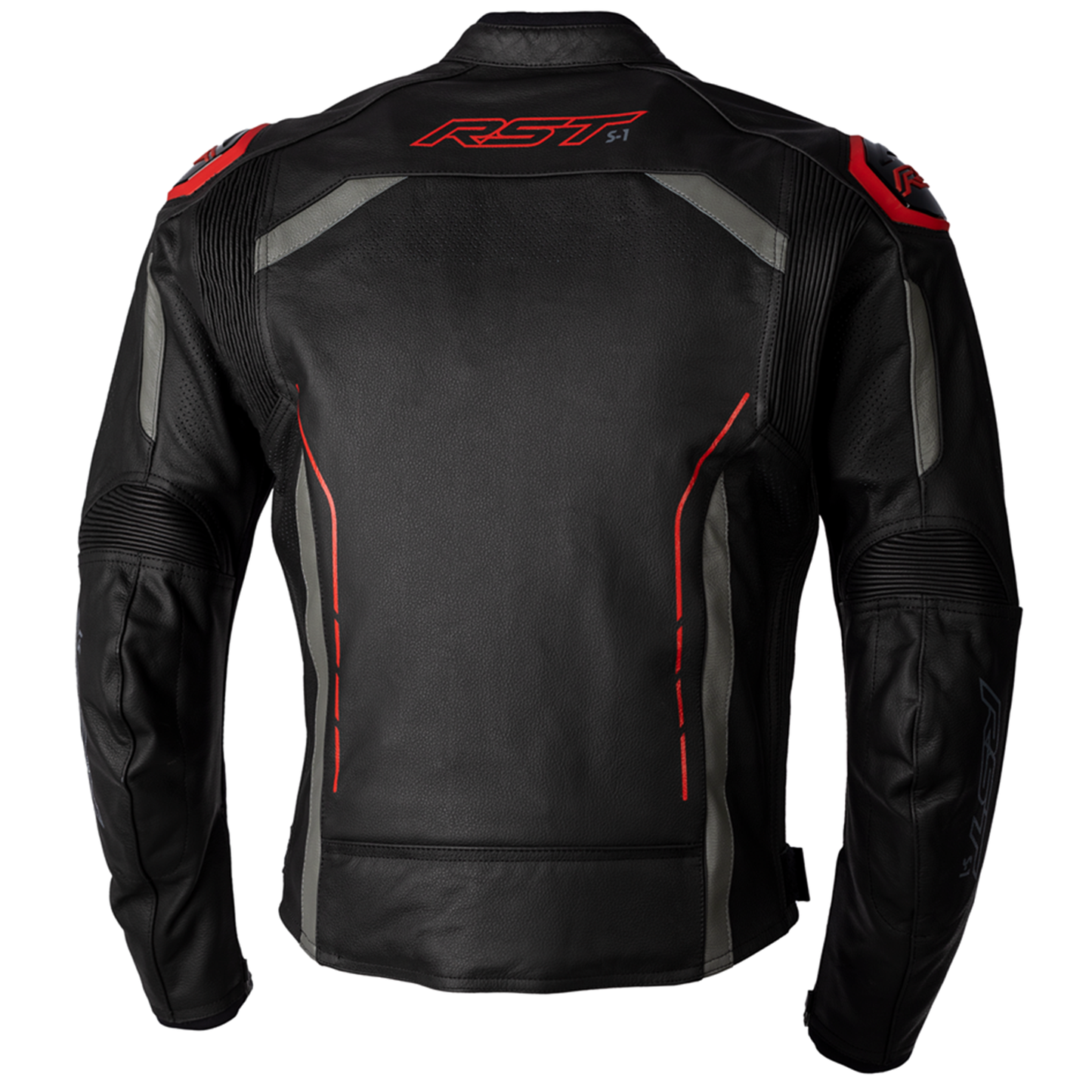 RST RST S1 (CE) Men's Leather Jacket - Black/Grey/Red (2977) - Side View
