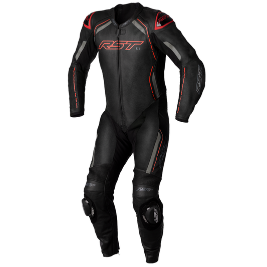 RST S1 CE Men's One Piece Leather Suit - Black/Grey/Red - YOUTH