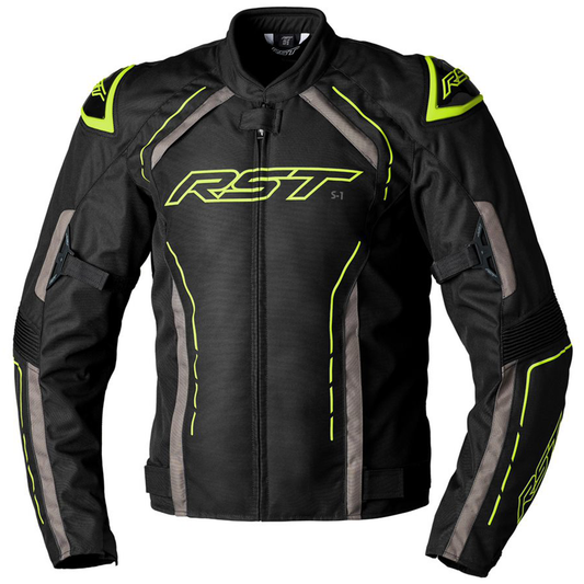 RST S1 CE Men's Textile Jacket - Black/Grey/Flo Yellow (2559)