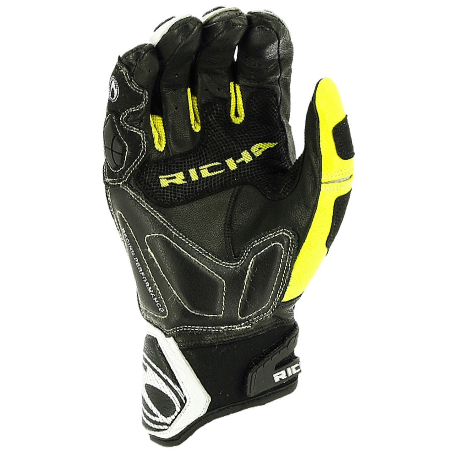 Richa Richa Stealth Evo Gloves - Black/White/Yellow - Side View