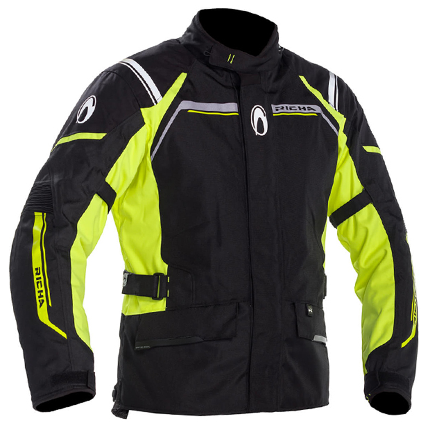 Richa Richa Storm Textile Jacket - Black/Flo Yellow - Front View