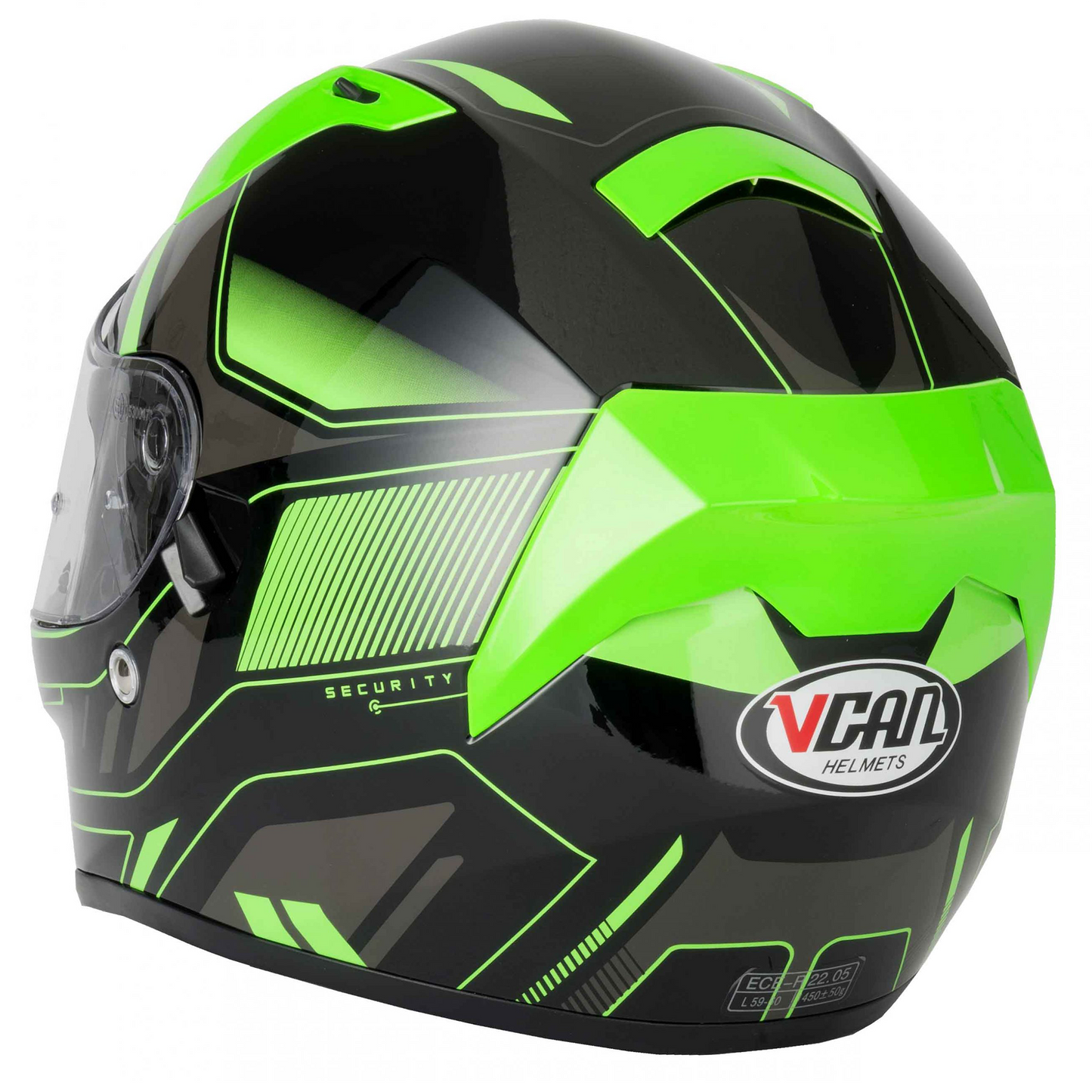 Vcan Vcan V128 - Helvet Green - Free Dark Visor - Detail View