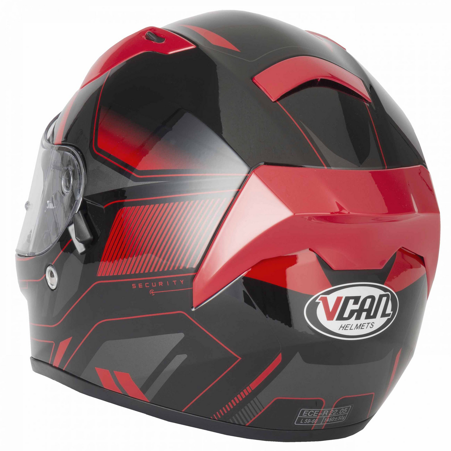 Vcan Vcan V128 - Helvet Red - Free Dark Visor - Detail View