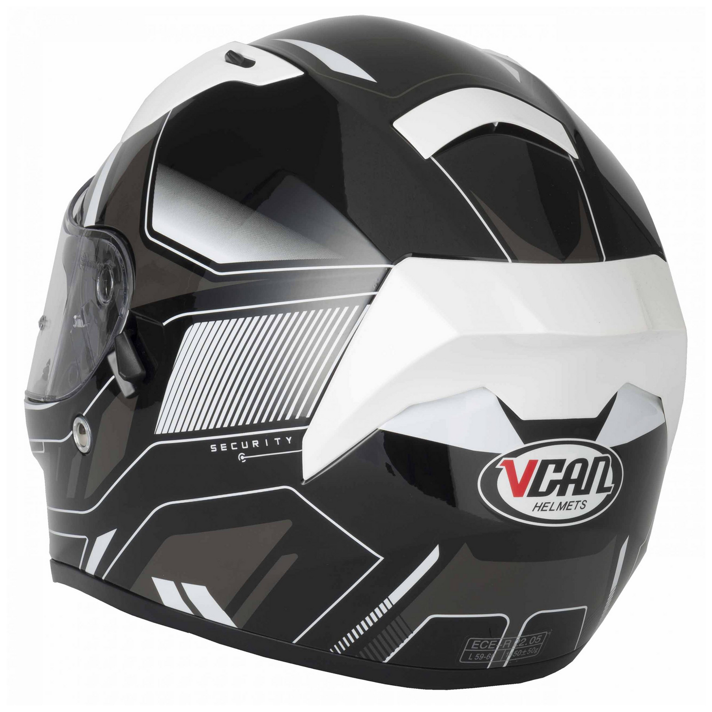 Vcan Vcan V128 - Helvet White - Free Dark Visor - Detail View