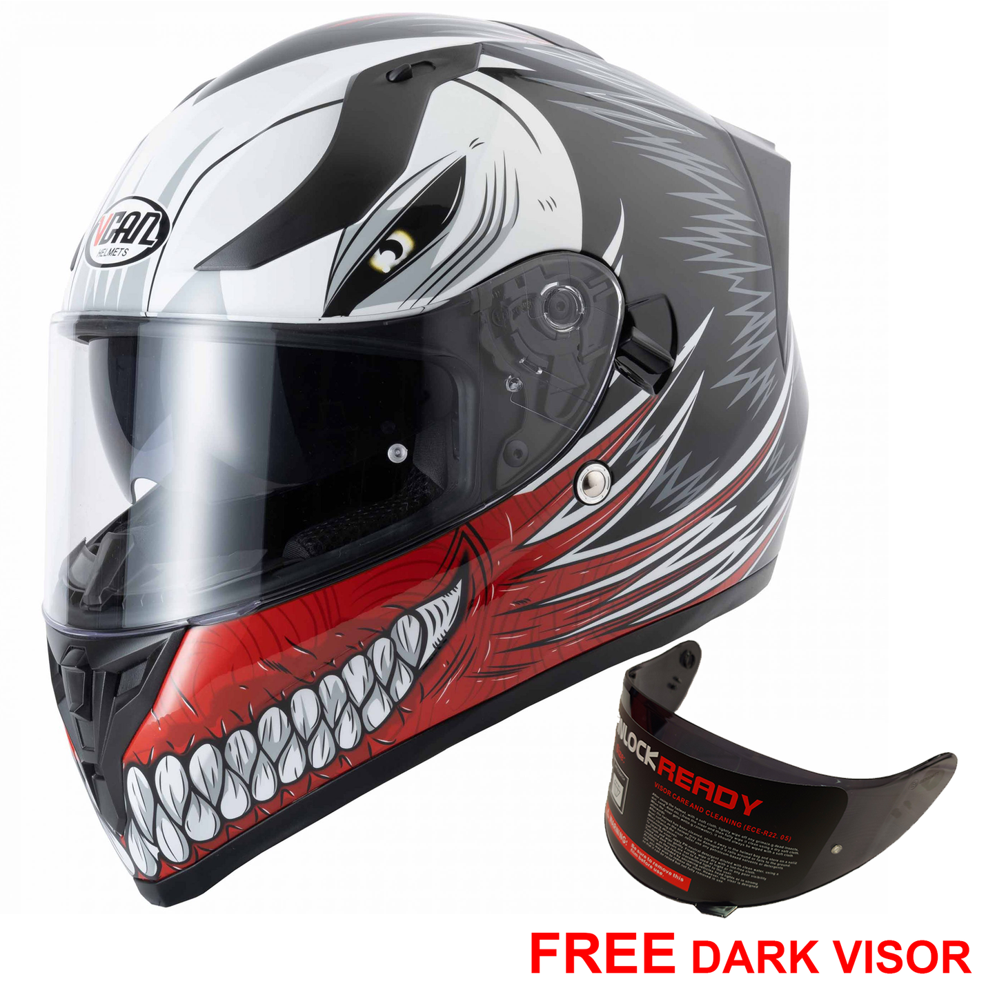 Vcan V128 - Hollow Red - Free Dark Visor
