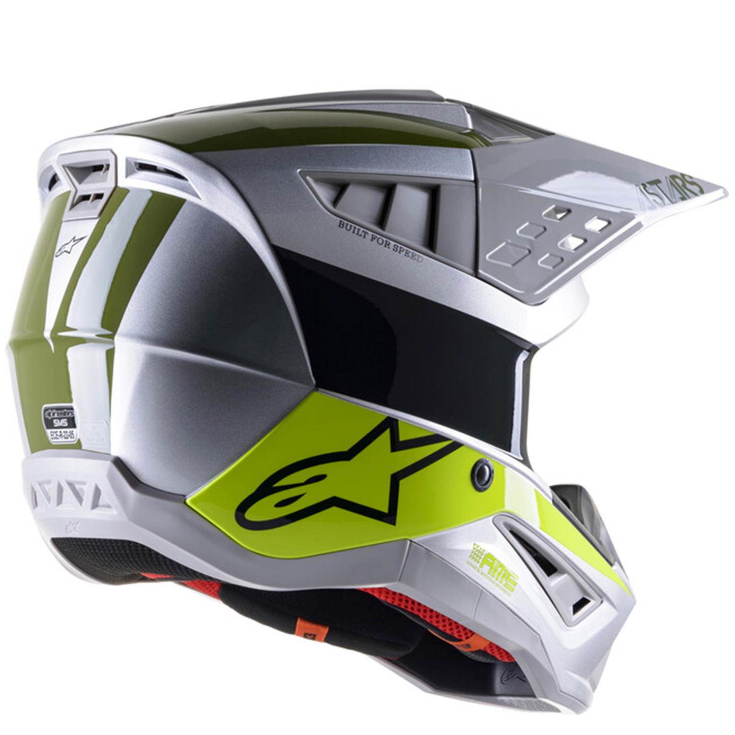 Alpinestars Alpinestars S-M5 Bond - Silver/Yellow Flo/Military Green Glossy (1956) - Side View
