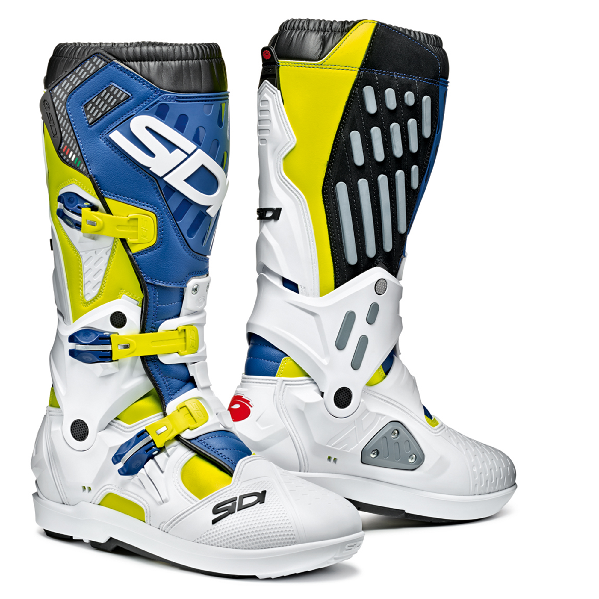 Sidi Atojo SRS Motorcycle Boots Yellow Flo White Blue CE Gear