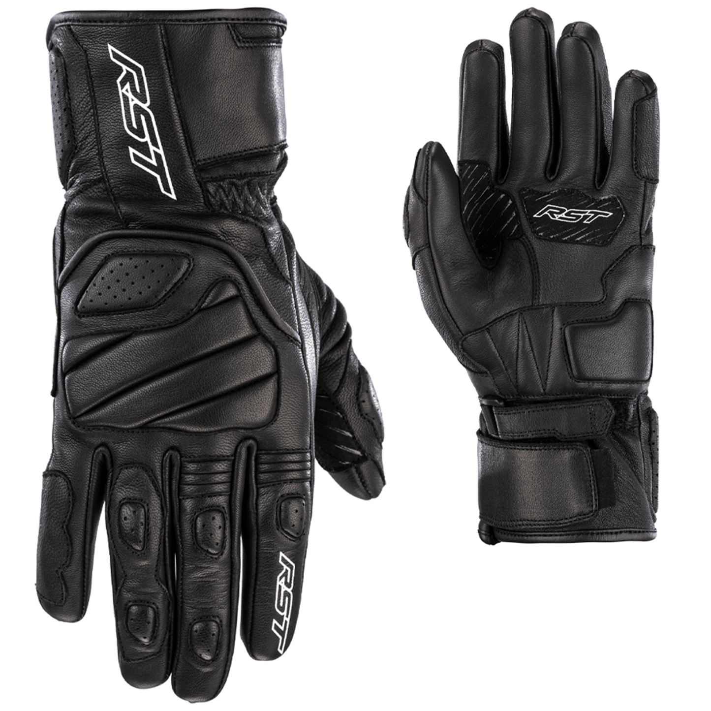 RST Turbine Leather Riding Gloves - CE APPROVED - Black