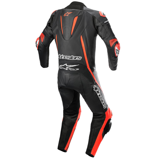 Alpinestars Fusion 1 Piece Leather Suit - Black/Flo Red