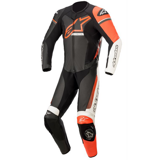 Alpinestars GP Force Phantom 1 Piece Leather Suit - Blk/Whi/Red Flo