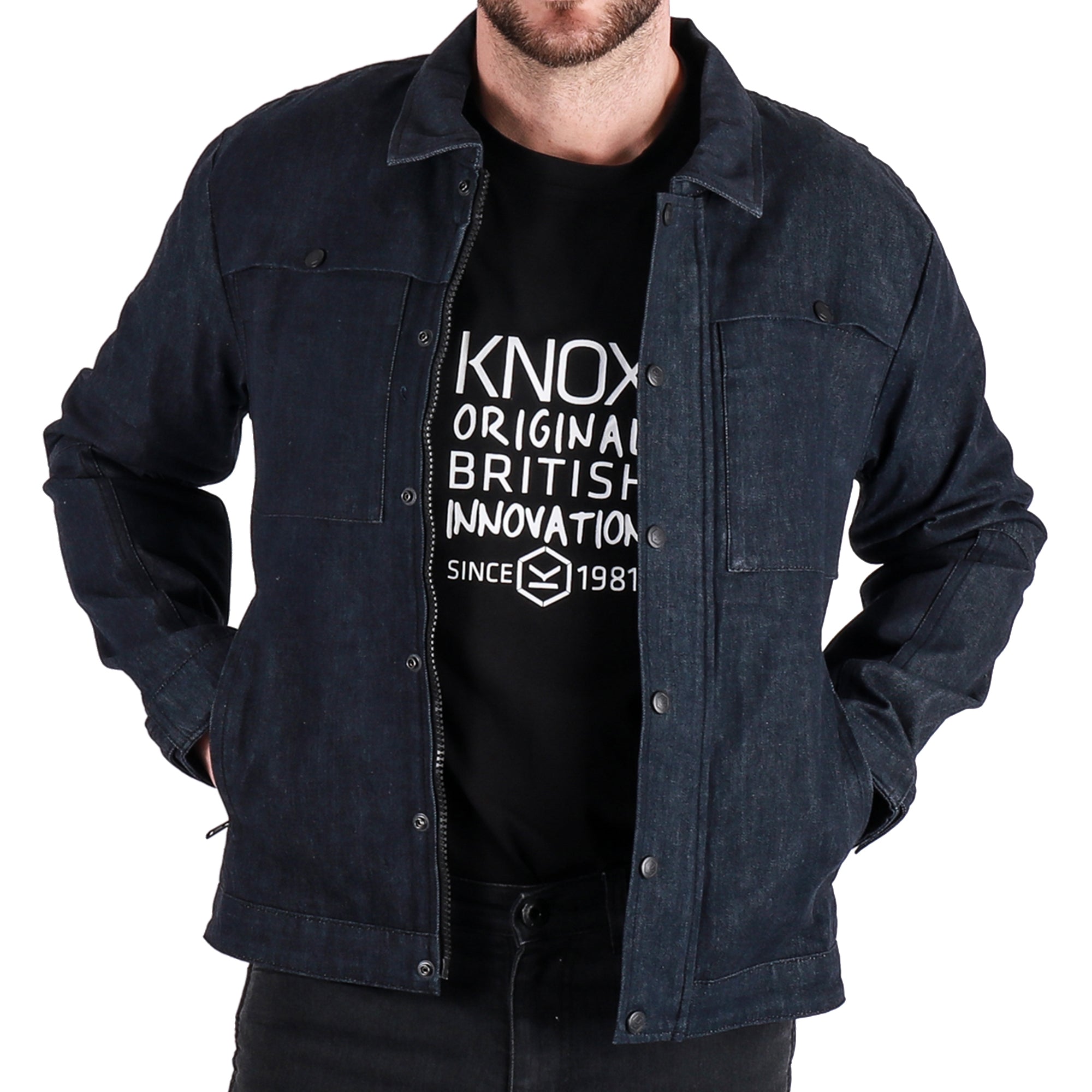 Knox Haydon Denim Motorcycle Jacket Made With DuPont Kevlar - Blue