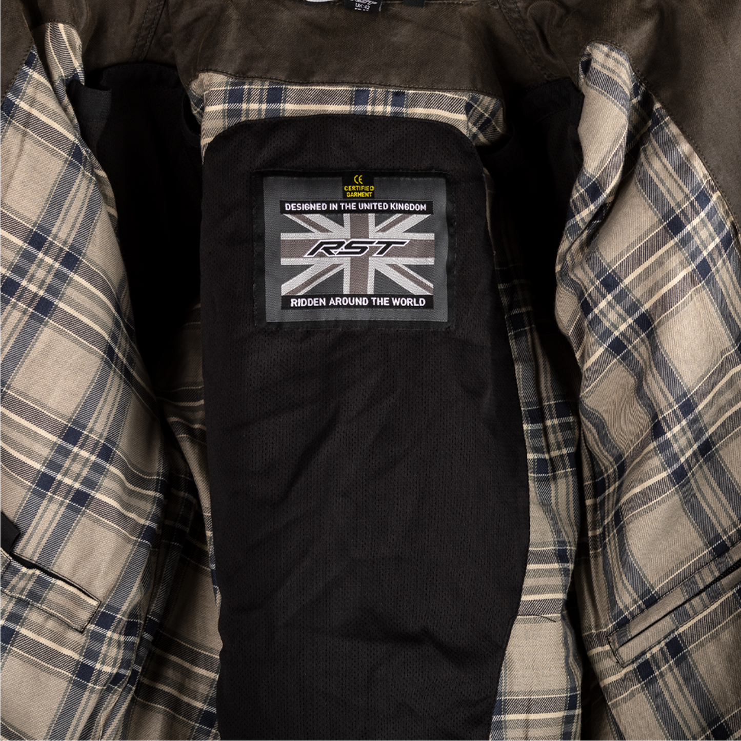 RST RST District Wax Reinforced CE Textile Shirt - Olive - Interior View