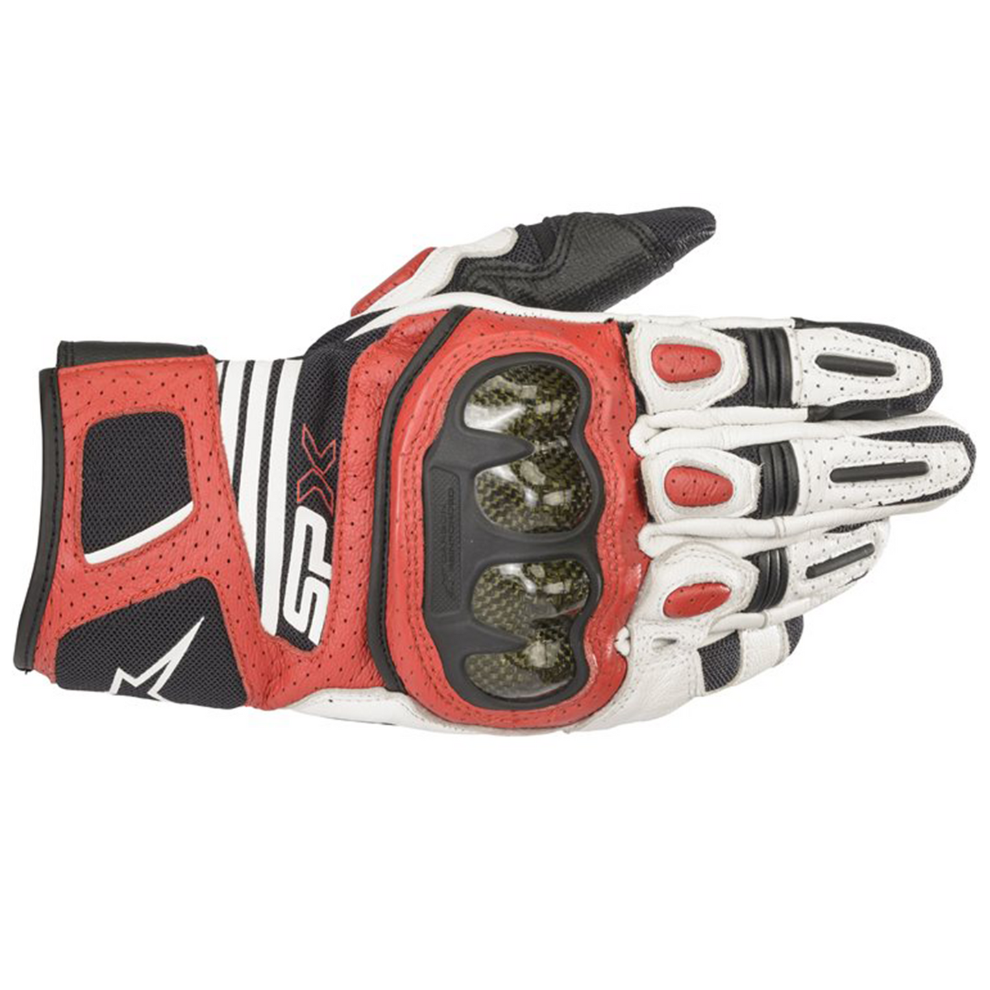Alpinestars Alpinestars SP-X Air Carbon V2 Gloves - White/Black/Bright Red - (2030) - Detail View