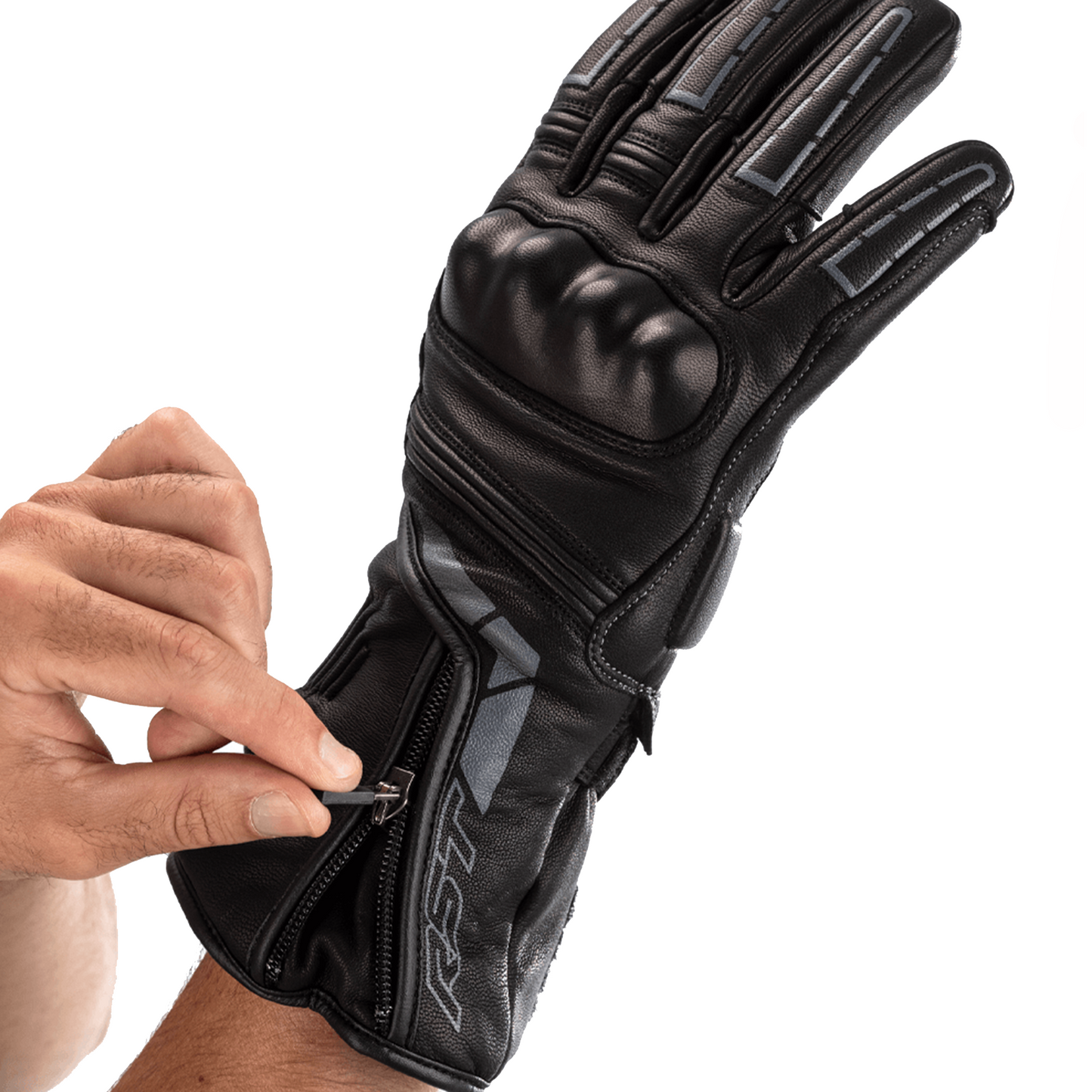 RST RST Storm 2 Leather (CE) Waterproof Gloves - Black (2680) - View 7
