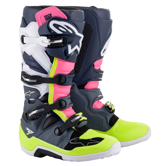 Alpinestars Tech 7 Motorcross Boots - Dark Grey/Dark Blue/Pink (9076)