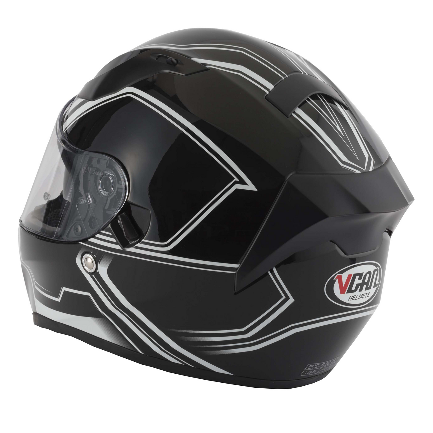 Vcan Vcan V128 - Tracer White - Free Dark Visor - Rear View