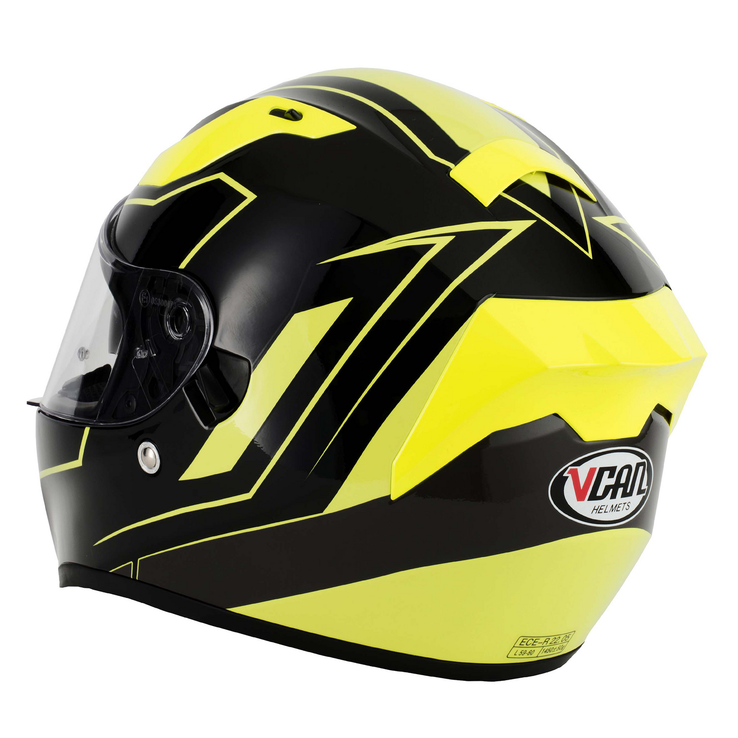 Vcan Vcan V128 - Neon Yellow - Free Dark Visor - Rear View