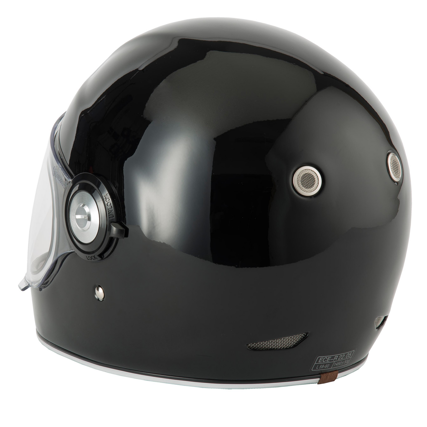 Vcan V135 Retro - Gloss Black - Free Dark Visor