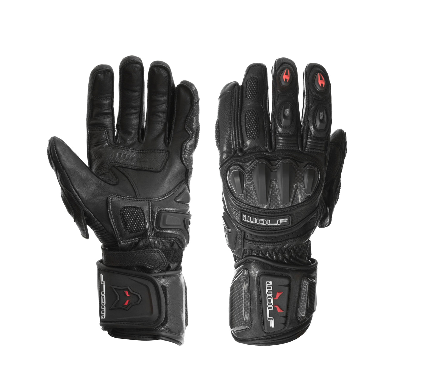 Wolf Wolf Kangaroo-R 2470 Racing Gloves - Black - Front View