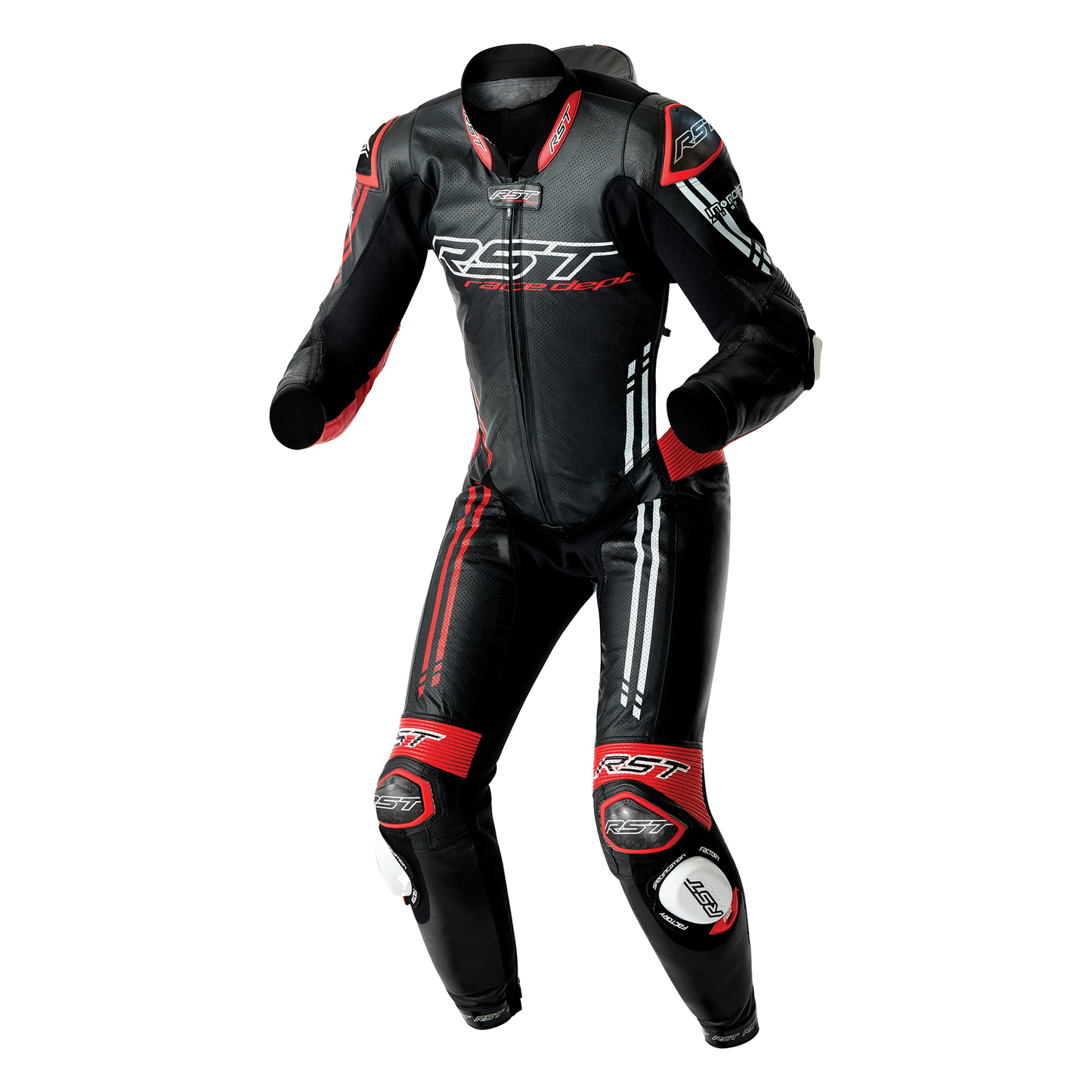 RST Race Dept V4.2 Kangaroo One Piece D3O Airbag Leather Suit - Black / Red / White