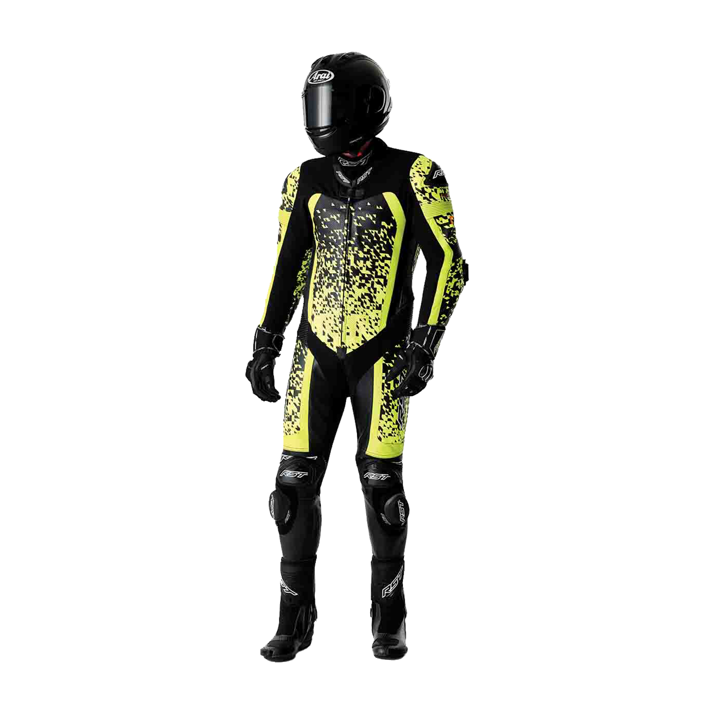 RST RST Pro Series D3O Airbag Leather Suit Black / Flo Yellow - View 12